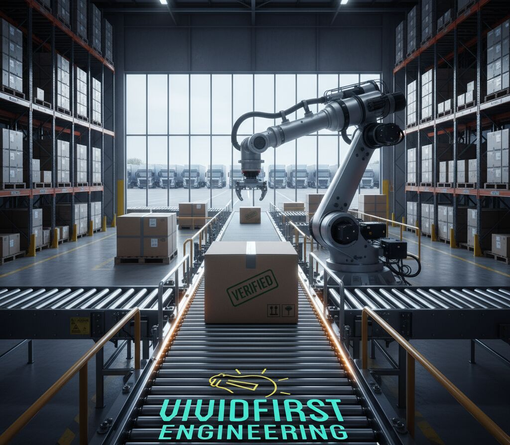 Automated warehouse line branded Vividfirst Engineering