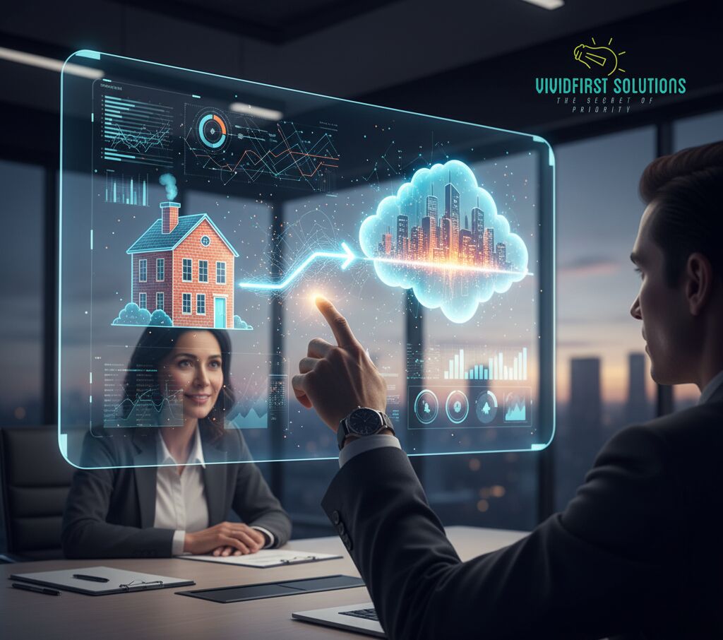 Vividfirst consultants reviewing a digital infrastructure plan with a client